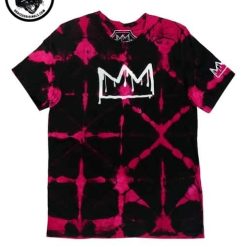 Grace X Black & Pink Shibori Crown Logo T-Shirt