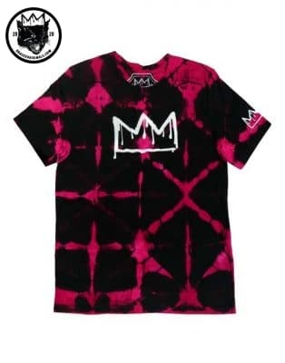 Grace X Black & Pink Shibori Crown Logo T-Shirt