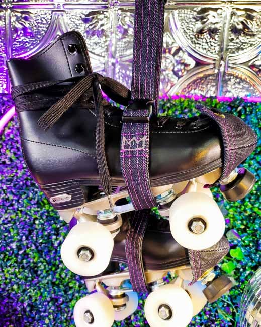 GXO Skate Gear Skate Leash Collection Purple Thread Dark Blue Denim on Skates