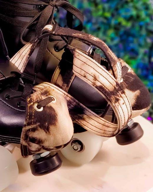 Grace X Originals Black and Tan Tie Dye Denim Roller Skate Toe Caps