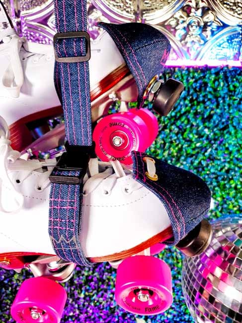 GXO Skate Gear Skate Leash Collection Pink Thread Light Blue Denim