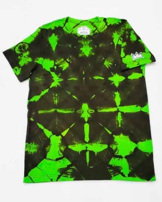 Grace X Originals Green and Black Shibori Tie Dye T Shirt Font with Logo GXO S