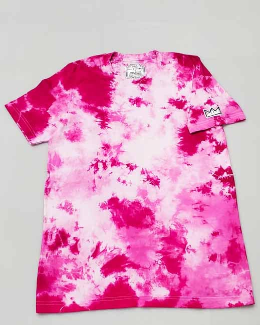 Grace X Originals Pink and White Shibori Tie Dye T Shirt Font with Logo GXO S