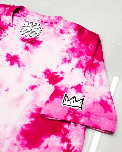 Grace X Originals Pink and White Shibori Tie Dye T Shirt Sleeve GXO S